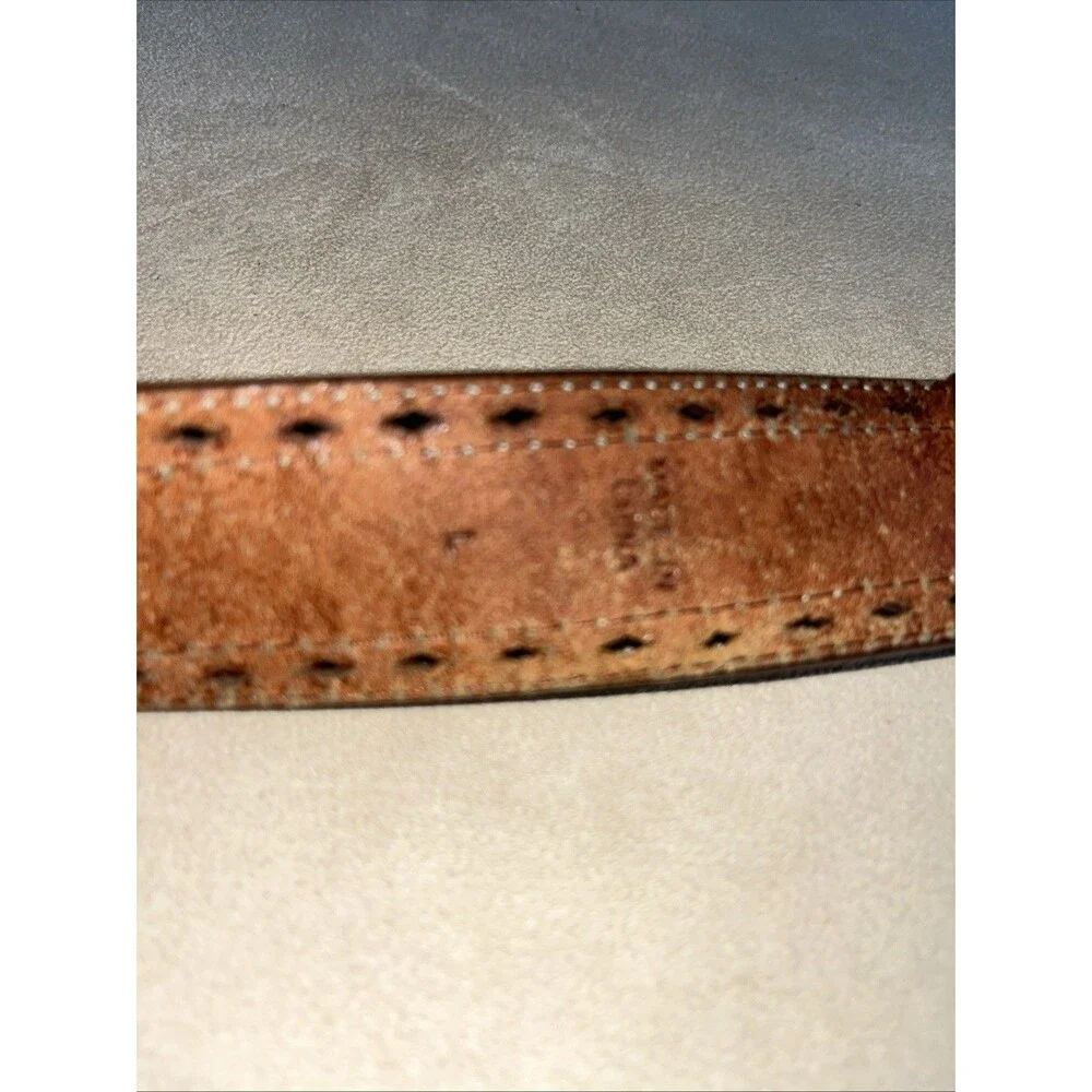 Lauren Ralph Lauren Tooled Brown Leather Belt Flower Pattern Women SZ‎ L 9101304